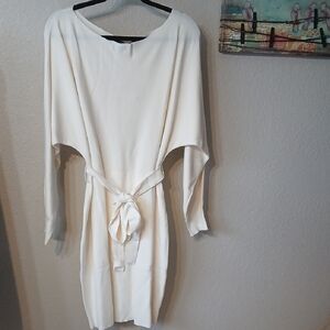 Cream Tie-Waist Dolman Sleeve Dress